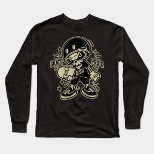 Helmeted skull skateboard graphic Long Sleeve T-Shirt